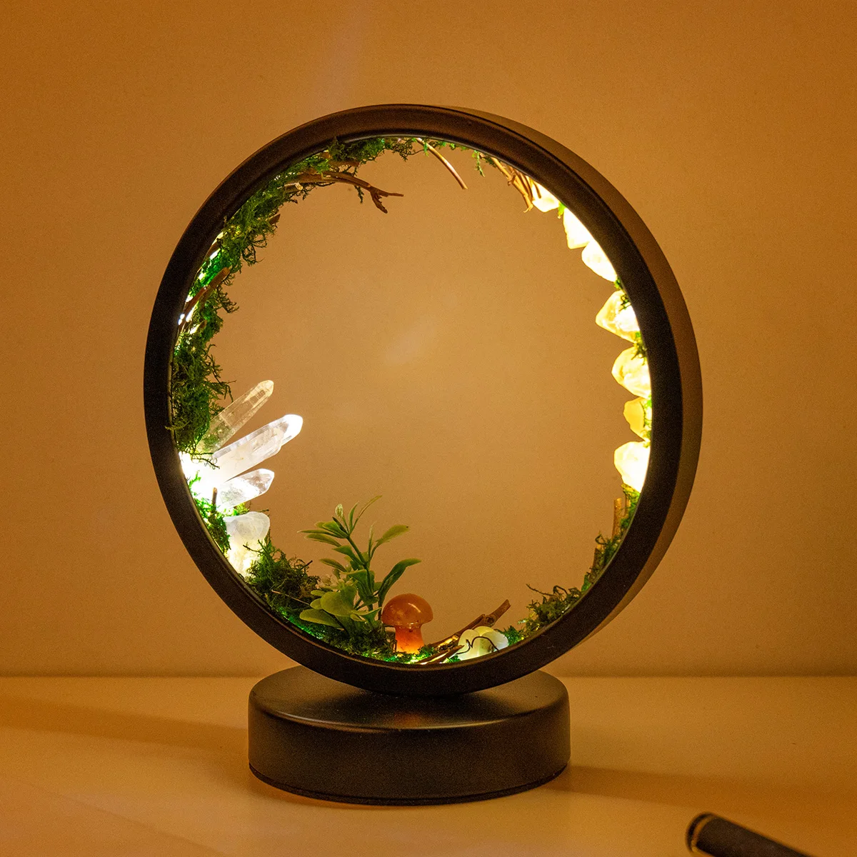 LED Rechargeable Bedside Lamp Natural Quartz Forest Healing Crystal Nightlight Bedroom Desk Network Circle Decorative Light