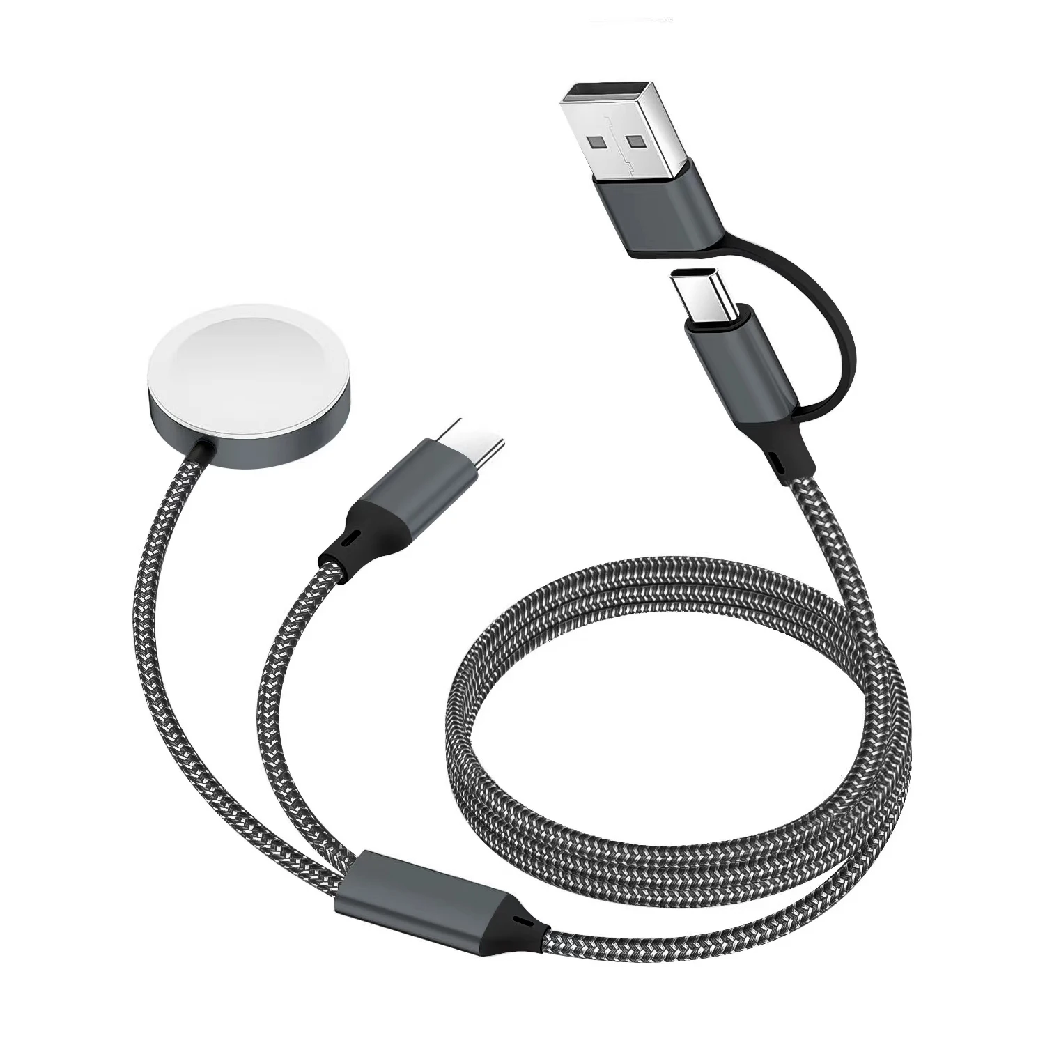 Enhanced Multi-Device Fast Charging Cable with Magnetic Wireless Charger Functionality for Smartwatches and Smartphones