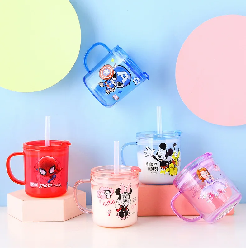 Disney Cartoons Mickey Mouse Kids Milk Cup With Straw Kawaii Figure Minnie  Water Cup Mugs Sport Bottle Princess Sophia Juice Cup - Mugs - AliExpress