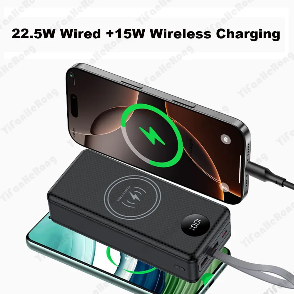 P16 16개 18650 배터리 파워 뱅크 케이스 쉘 DIY 듀얼 USB 타입 C 10W 22.5W 15W 무선 충전 (배터리 미포함, 휴대폰용)