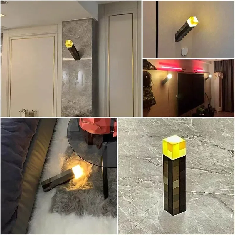 

Bedroom Decorative Light Brownstone Flashlight Torch Lamp LED Night Light USB Charging with Buckle 11inch