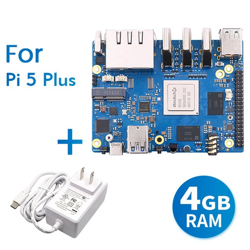 

For Orange Pi 5 Plus Development Board Set RK3588 64Bit 2.5G M.2 Slot Support 2230 Wi-Fi 6 BT Module Kit US Plug