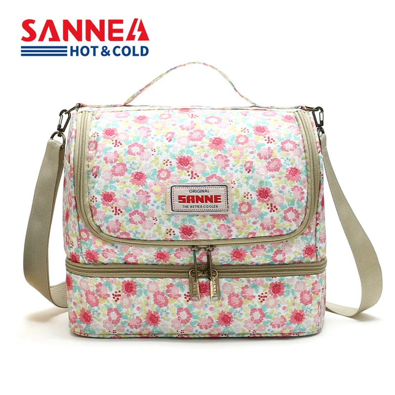 SANNE Floral series 10L Cooler Bag Double Layer Backpack Insulation Lunch Bag Keep Warm And Fresh Cute FreshWork School Trip