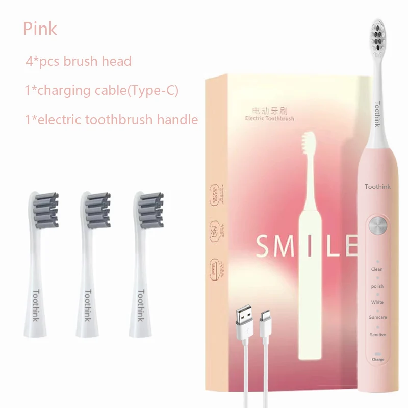 Escova de dentes elétrica sônica ipx7, à prova d'água, branqueadora, cuidados bucais, recarregável, automática, poderosa escova de dentes inteligente para adultos 21