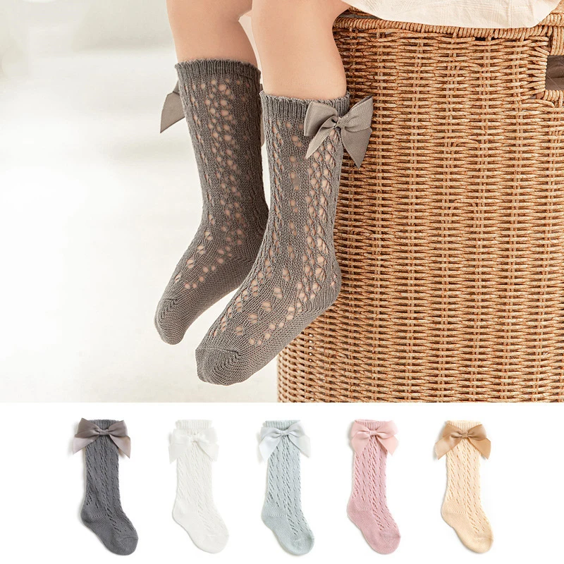 Baby Girls Socks Toddlers Bow Long Sock Kids Knee High Soft Cotton Mesh  Spanish Style Children 0-5 Years Breathable Socks Spring - AliExpress