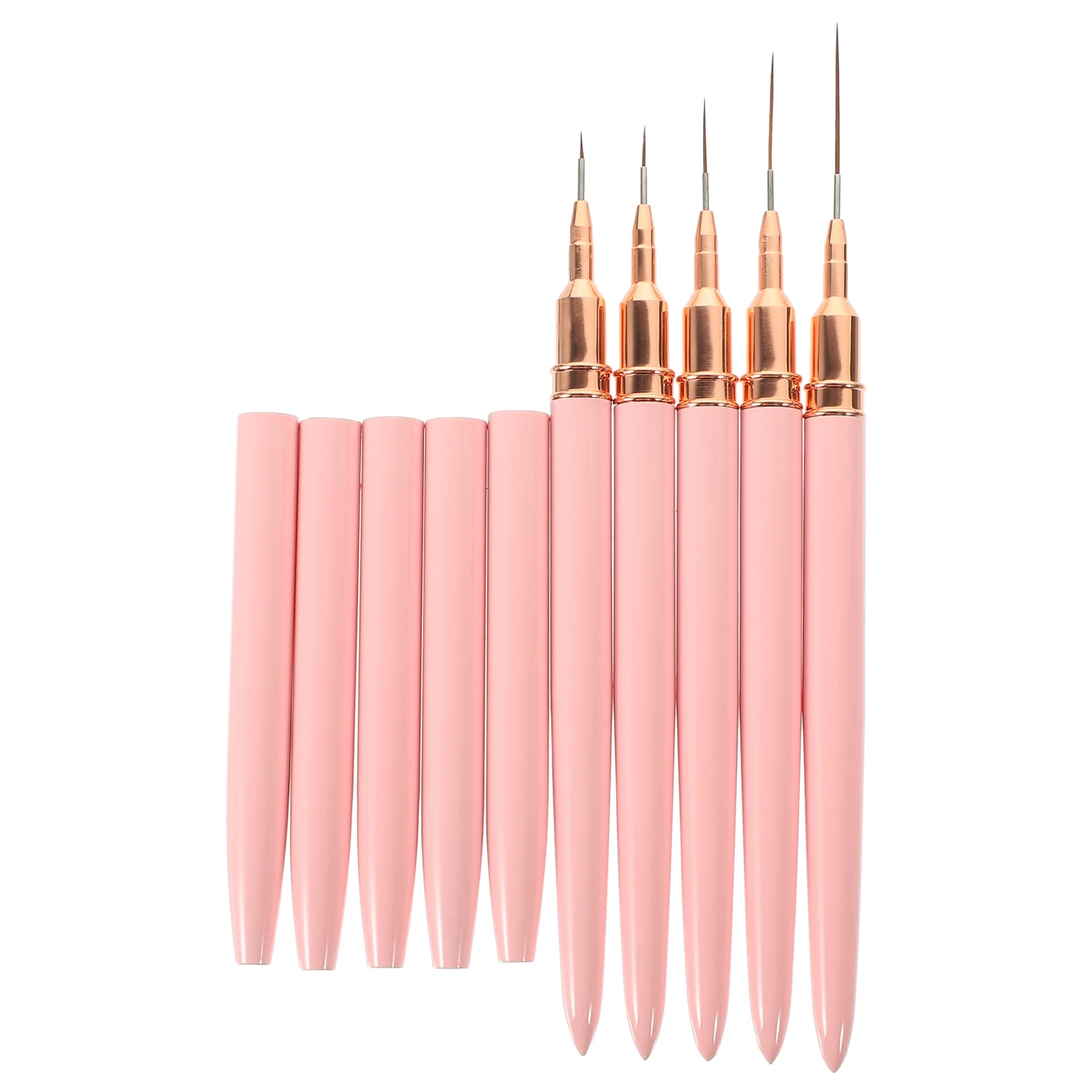 

5 Pcs Nail Drawing Pen Pink Color Liner Manicure Pens Japanese-style Stamping Tool Fiber Wool Lines