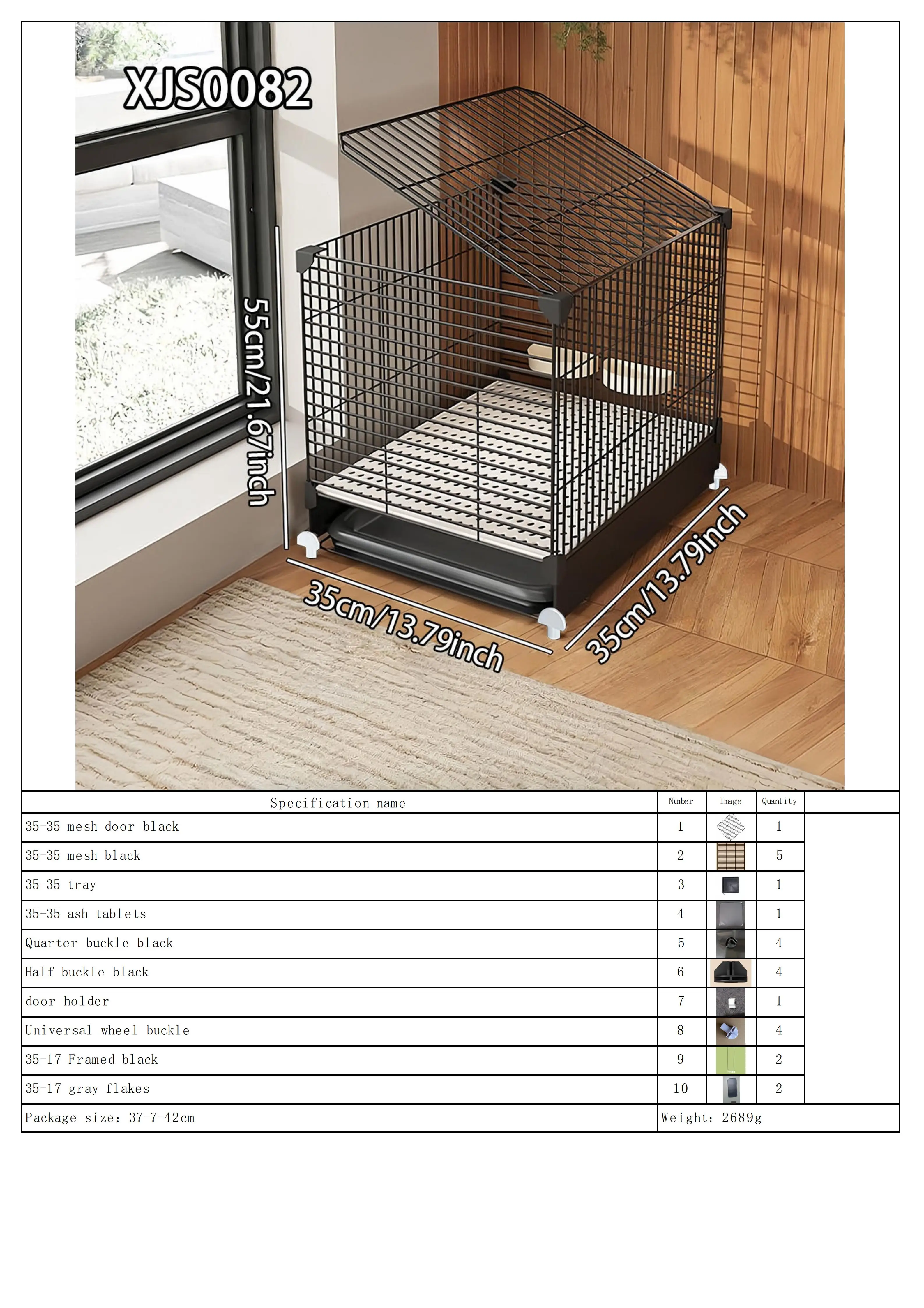 Клітка для кроликів для домашнього використання, великий внутрішній розмір з туалетом, легко чиститься Feces, підходить для морських свинок, дрібних тварин, з підносом