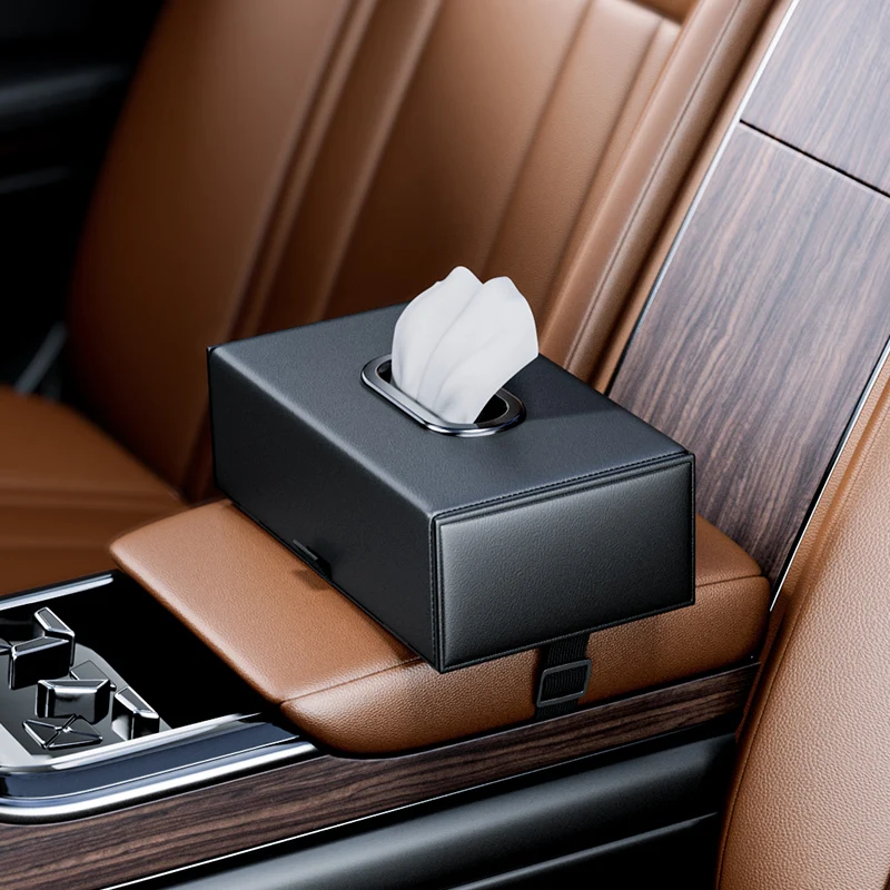 Car Armrest Tissue Box Leather Auto Seat Back Hanging Tissue Box Holder Paper Drawer Storage Case Car Sunroof Napkin Organizer