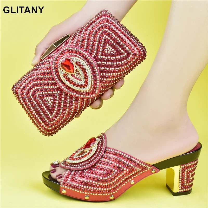 

Latest Ladies Italian Shoes and Bag Set Decorated with Rhinestone Matching Shoes and Bag Set In Heels Bag and Shoes Set Italy