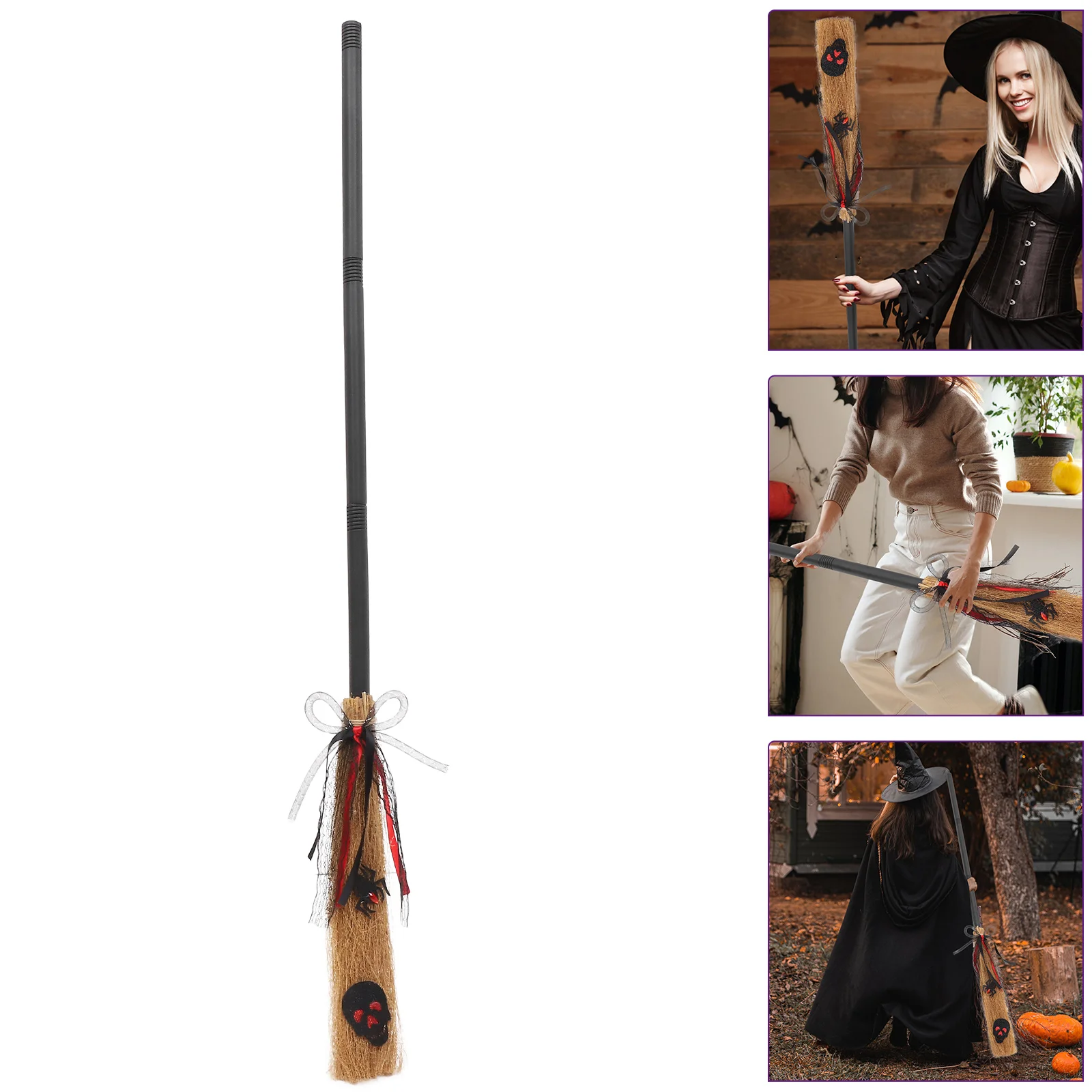 

Halloween Broom Witch Broomstick Plastic Cosplay Wizard Broomstick Halloween Witches Costume Prop Accessory Decoration Men Women