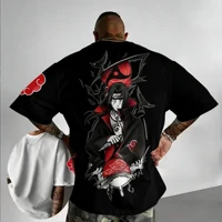 Naruto Inspired Itachi Uchiha Oversized T-Shirt – Akatsuki Anime Streetwear Tee - Image 4