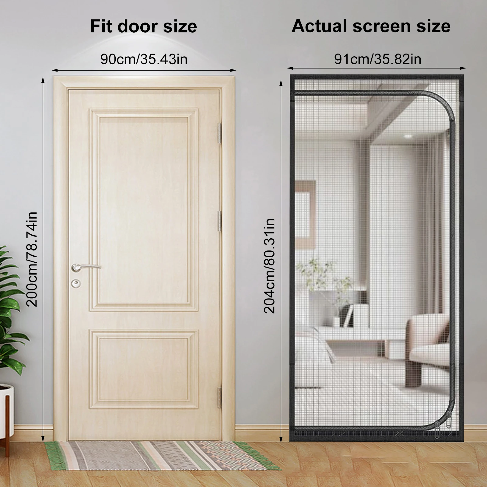 Cat Screen Door, Heavy Duty Pet Screen Door, Prevent Dogs and Cats from Running Around, Partition Mesh, Double Zip