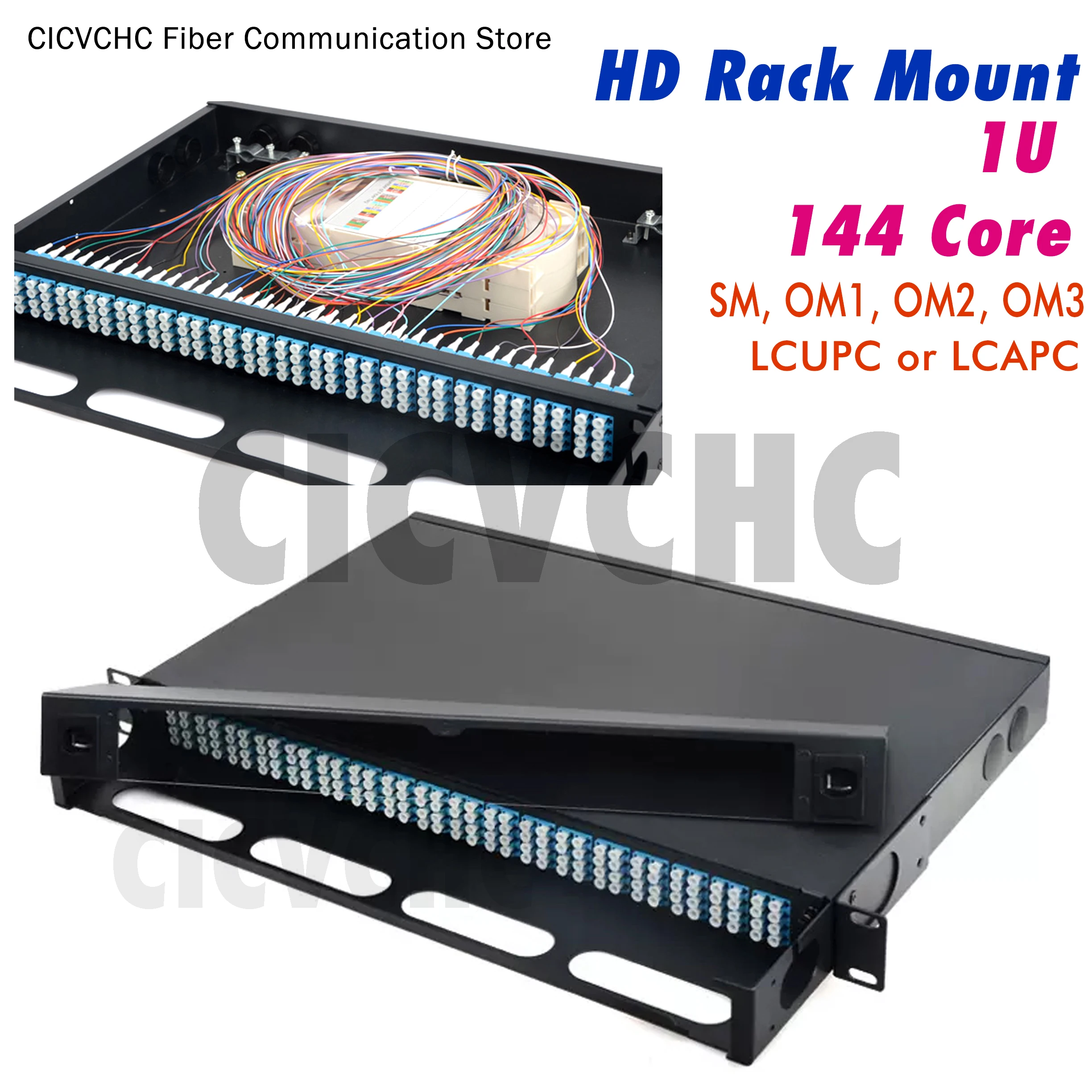 144 Fiber 1U Hd Rack Mount Con Codino Lc, Sm, Om1, Om2, Om3, Ad Alta Densità