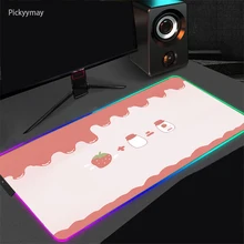 

Kawaii Strawberry Milk Gaming RGB Mouse Pad Rubber Desktop Mousepad Large Mouse Mat PC Computer Gamer Desk Play Mats Backlight