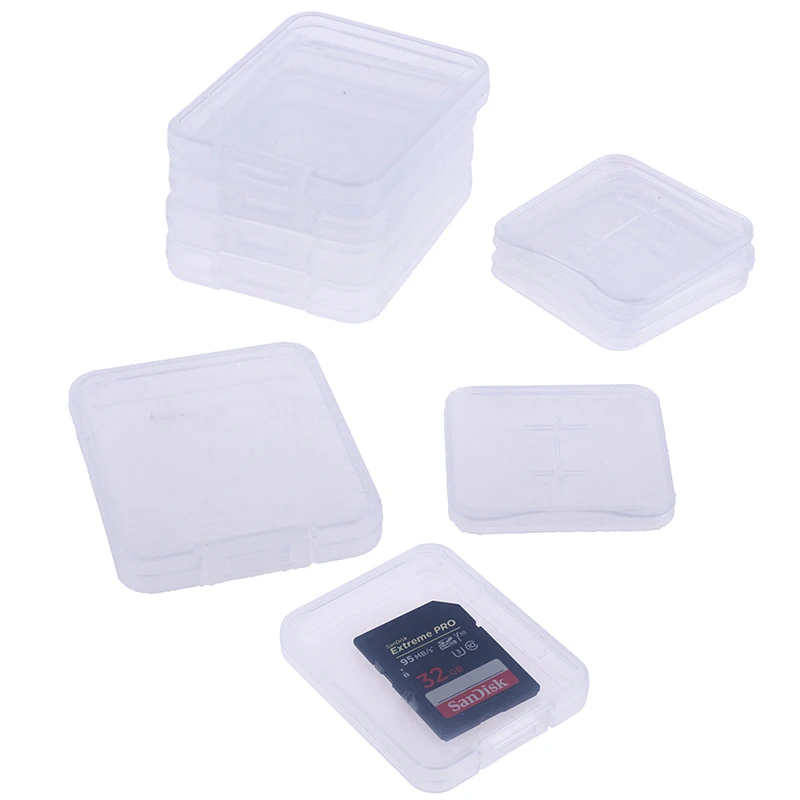 10Pcs Transparent Plastic Storage Boxes SD Camera CF Memory Card Case With Cover Phone TF Card Packaging Box memory card case photography storage case