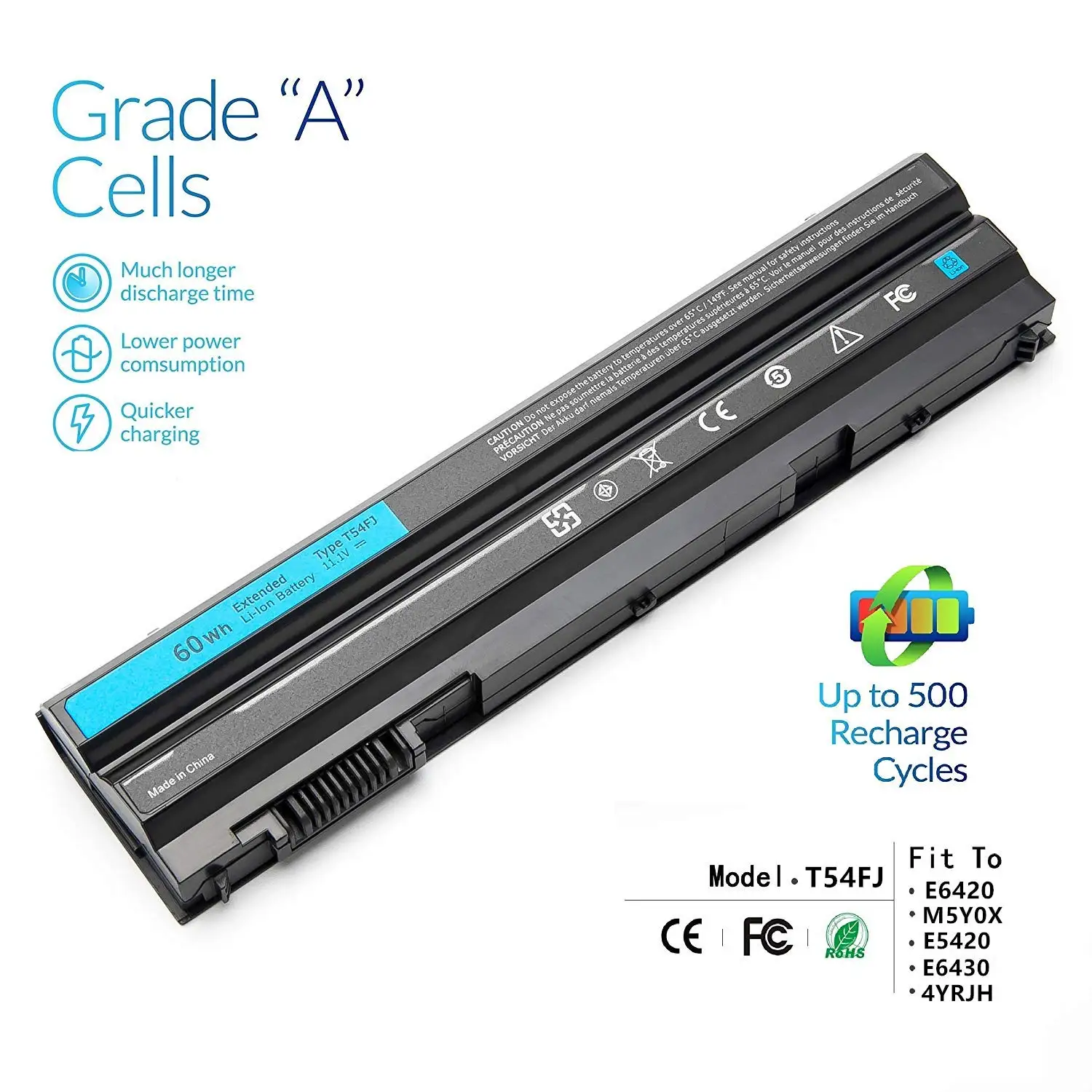 Laptop Battery For Dell Latitude E5530 E6520 E6530 Inspiron 4420 5425 7520 M421R N4720 N5420 T54FJ 60WH M5Y0X 8858X E6420 E5420