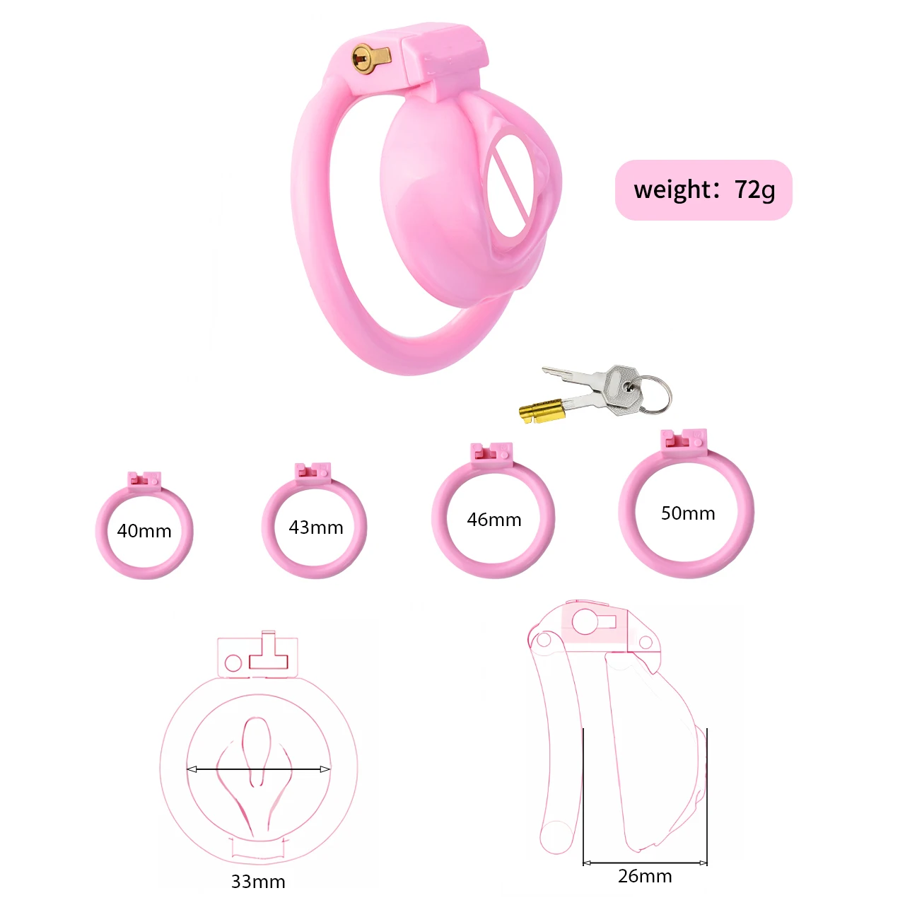 Penis Chastity Cage FRKO Pink ABS Resin Clitoral Pussy Male With 4 Penis Rings Lockcock BDSM Sex Toys For Men Femboy 18+