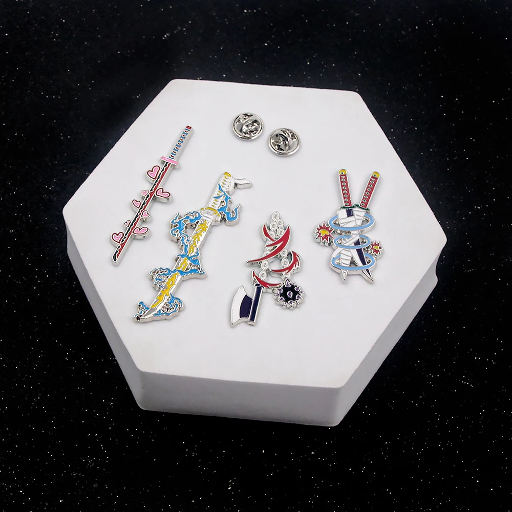 Anime Demon Slayer Brooch Enamel Kimetsu no Yaiba Sword Pins Weapon Danemark ge, GérCosplay Souvenir Props, Sac à dos Jewelry Gift