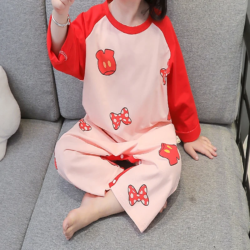 Children's Spring and Autumn Cartoon Satin Silk Sleeping Bag Comfortable Girl's One Piece Pajamas 1-6Y