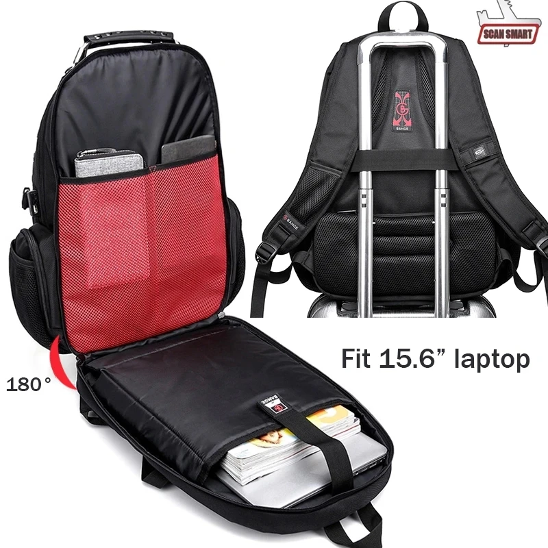 Bange Men backpack large capa large capacity 16inch laptop backpack USB charge waterproof 40L travel bag Rucksack schoolbag back 6