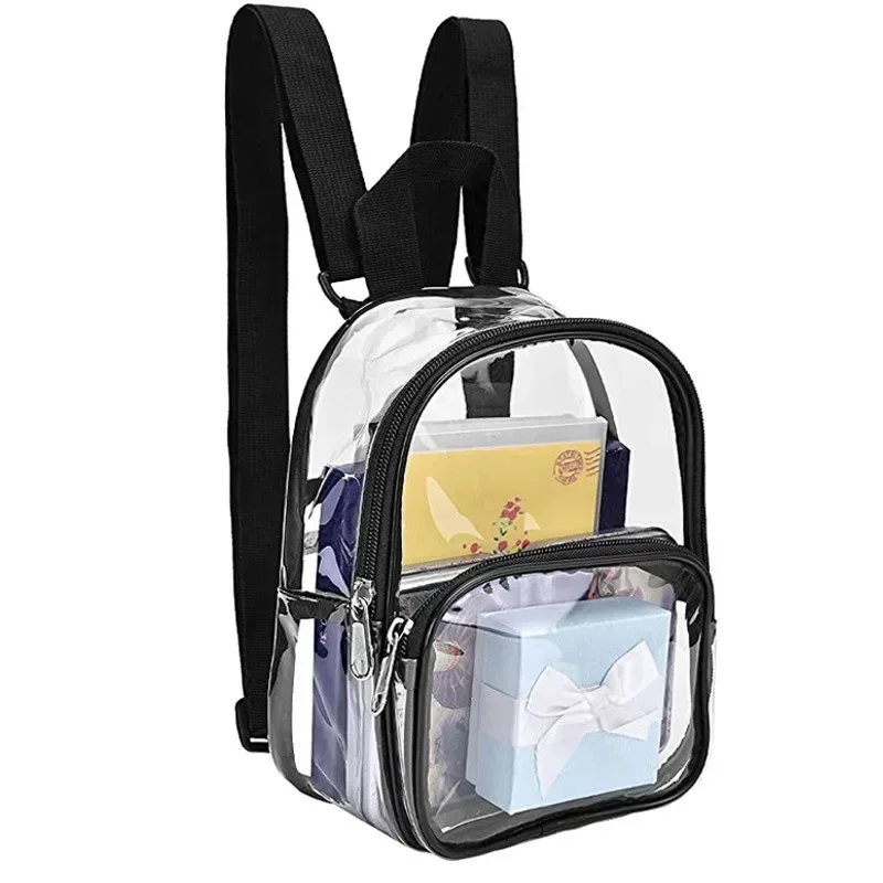 PVC Transparent Backpack Durable Clear Small Backpack Portable Lightweight Mini Cute Clear Bag for Work Outdoor Sports 4