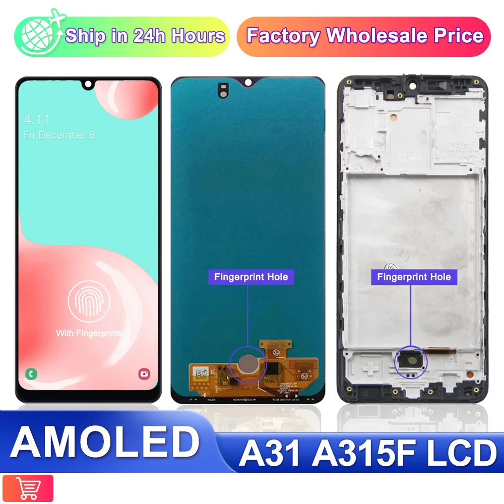 

AAA+ Quality For Samsung Galaxy A31 LCD Display, with frame + Touch Digitizer Assembly For Samsung A315 A315F Screen Replacement