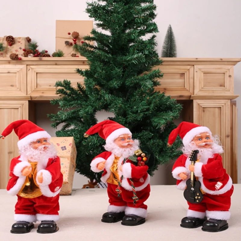 Christmas electric Santa Claus climbing ladder plush doll creative music father Christmas kid toy gift new year decoration