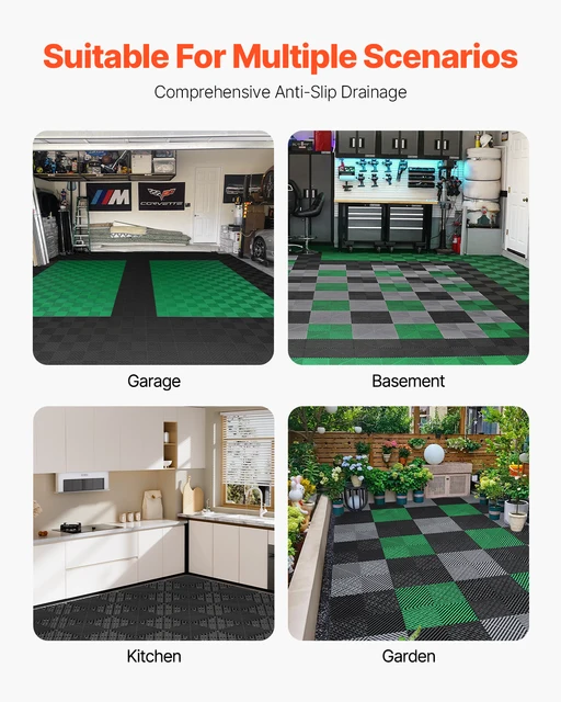SucceBuy Interlocking Drainage Mat 12inx12in 12/24/40/50/55 Pcs Splicing Mats Non-Slip PP Drainage Floor Tile & Shower Mat