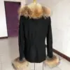 Women's spring and autumn sweater cardigan jacket with real fox fur collar real fox fur jacket natural fox fur women's jacket 3