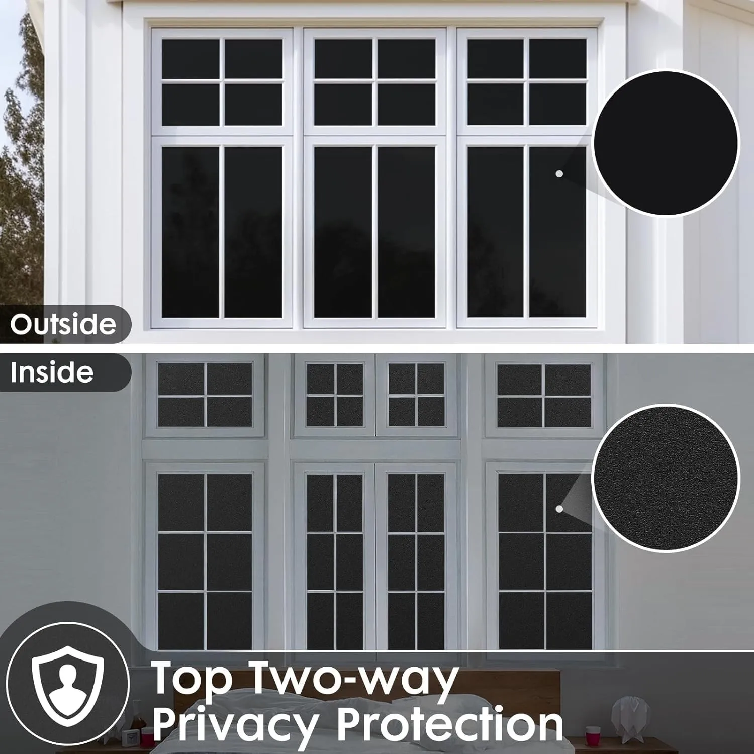 Blackout Window Film Sun Light Blocking Frosted Privacy Cling Glass Darkening Window Tint Day Sleep Black Out Shades window privacy film window film