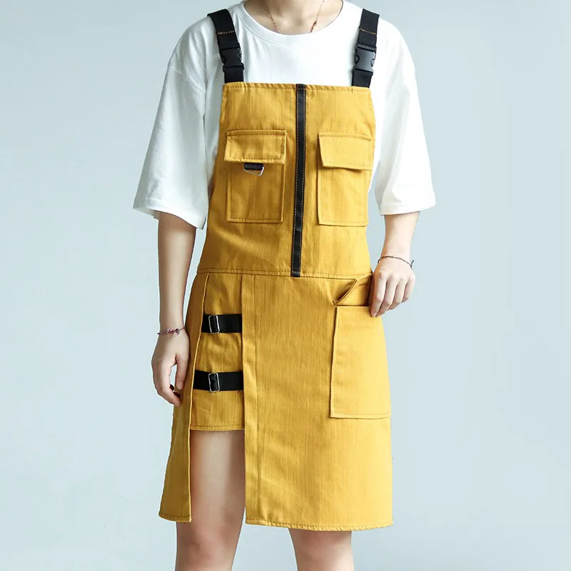 

Canvas Whole Body Oil-Proof Cotton Apron Milk Tea Coffee Shop Home Gardening Work Denim Apron Useful Things for Kitchen