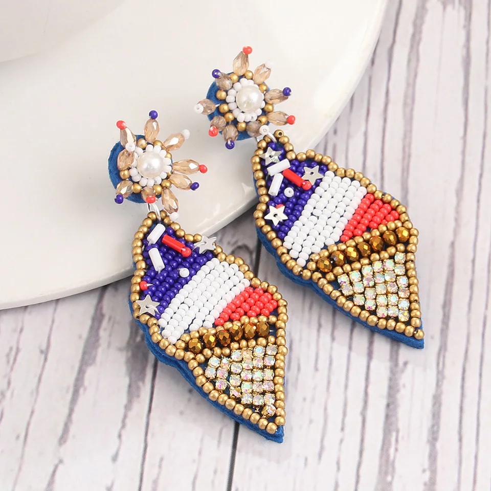 XOCARTIGE Patriotic Jewelry Set - 6 Necklaces & 6 Earrings, American Flag Enamel Heart/Star Pendants For 4th Of July - View #2