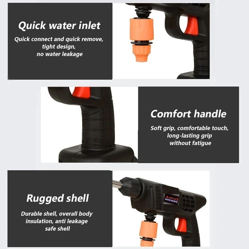 60BAR Wireless High Pressure Car Wash Water Gun Car Washer Self Priming Sustain 300W For Auto Home Garden Cleaning Car Washing 4