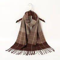 2024 New Red Plaid Cashmere Scarf Shawl Woman Winter Scarf Joyful Pashmina Neckscarf Keep Warm Blanket Soft Thick Head Scarf 2