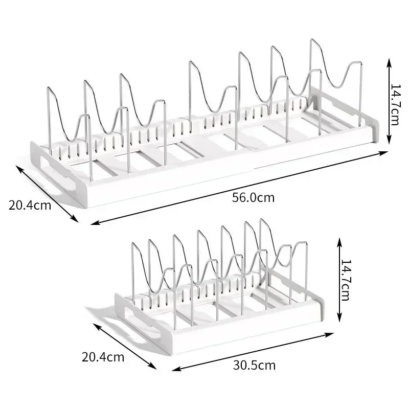 Expandable Dish Rack Pans Organizer Rack Adjustable Compartments Dish Storage Rack Pot Lid Organizer Kitchen Utensils Rack 3