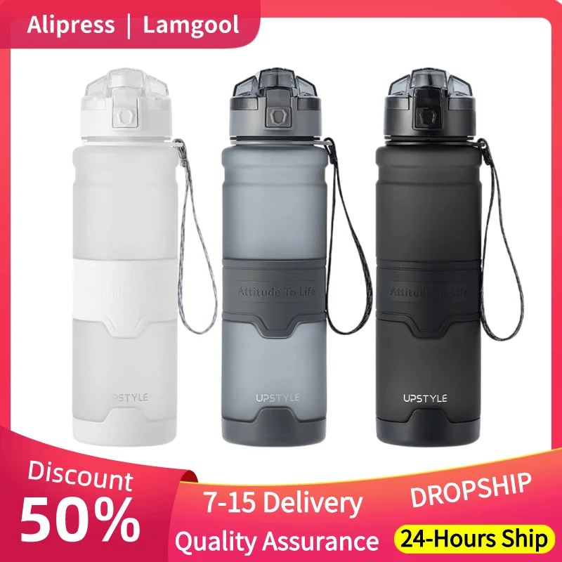 

1L Sports Water Bottle Large Capacity Drink Bottle Tritan Leakproof Drinkware Creative Frosted Water Bottle with Rope Bpa Free