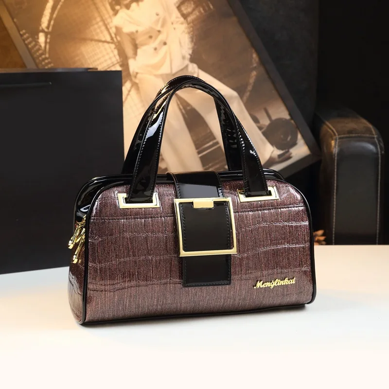 

Women's Bag Multi-Layer Luxury Brand Lady Handbag Shoulder Messenger Bag Soft Leather Mom Crocodile Pattern Portable Boston Bags