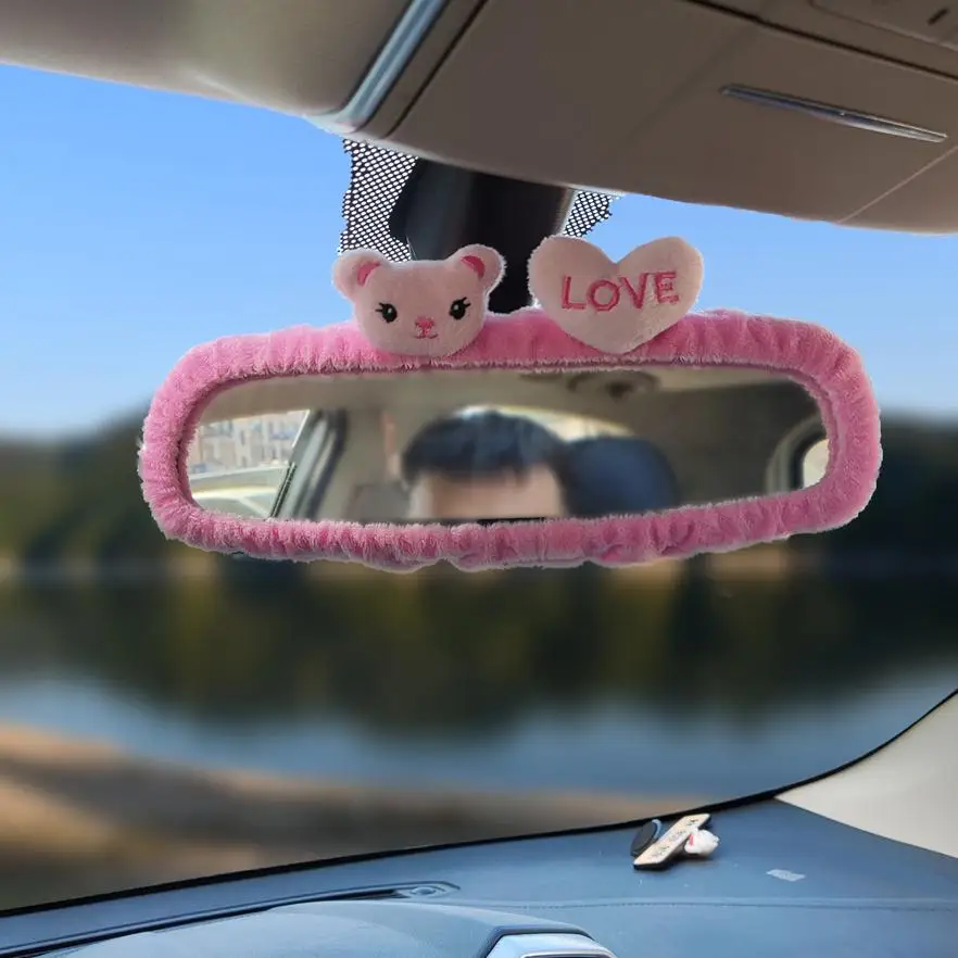 Adorable Pig Cat Car Rearview Mirror Cover Cute Creative Korean Character Mirror Cartoon Reversing Decoration Female