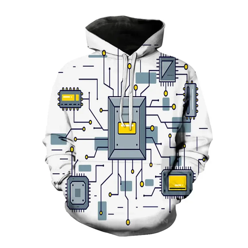 thumbnail image 1 of Sudadera con capucha con estampado 3D de chip electrónico creativo para hombre, ropa de calle informal de estilo Harajuku y hip hop, para primavera y otoño, 1 of 5
