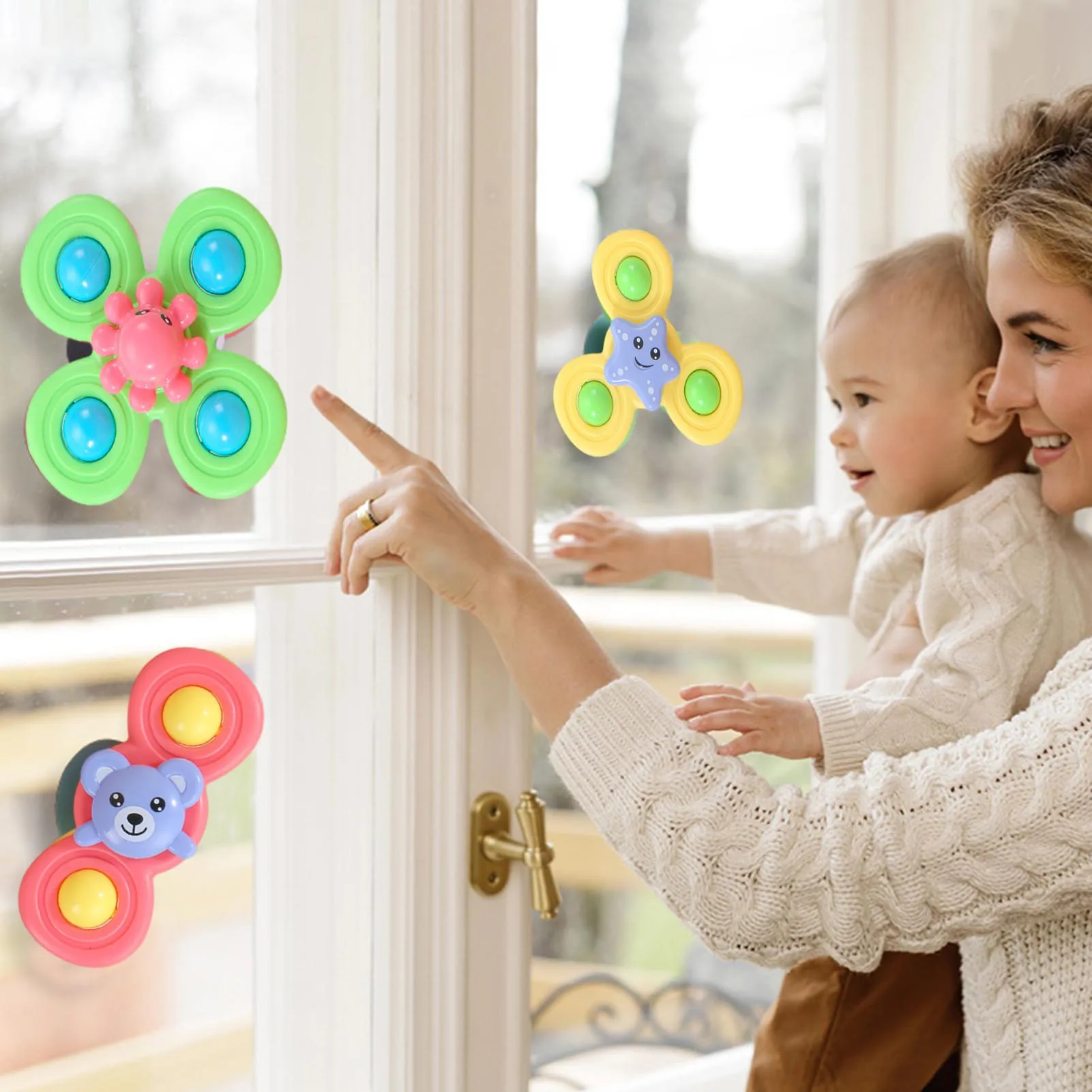 3 Pièces Spinner Jouets Tournant Bébé Bain Animaux Mignons Jouets S