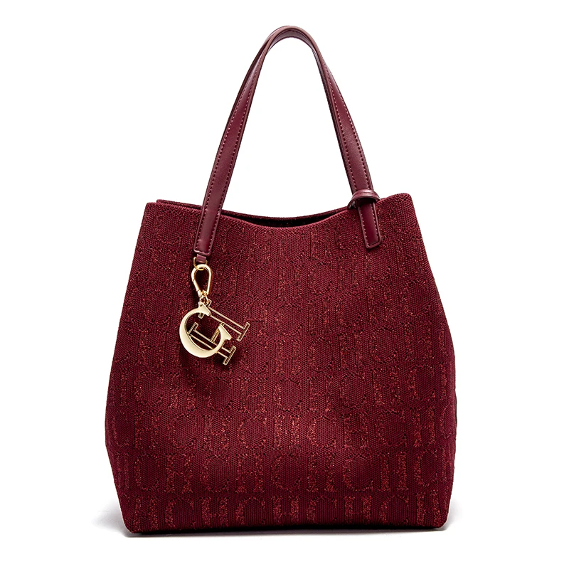 حقيبة دلو نسائية عصرية ذات لون سادة