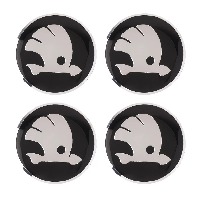 4개입 56mm 자동차 휠 센터 허브 캡 엠블럼 스티커 (스코다 킬락, 엘록, 옥타비아, 엔야크, 카미크, 스칼라, 라피드, 슈퍼브, 카록, 파비아 용)