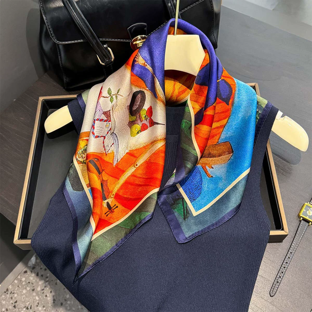 100% Silk Bandana Scarf – Luxury Square Neckerchief