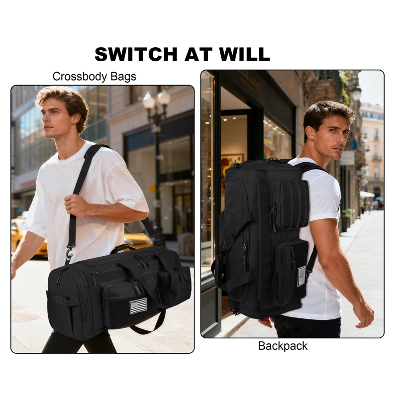 Tactical 50l Travel Duffel Backpack With Shoe Compartment Large_voghion.com