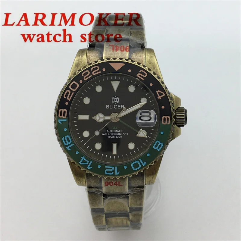 

Men's Watch 40mm Diving Automatic Watch NH34 GMT letters Bronze Oyster bracelet Ceramic luminous bezel