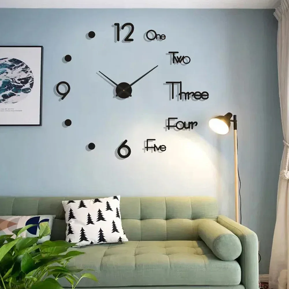 New Modern Design Large Wall Clock 3D DIY Quartz Clocks Fashion Watches Acrylic Mirror Stickers Living Room Home Decor Horloge wall clock,wall clock sticker