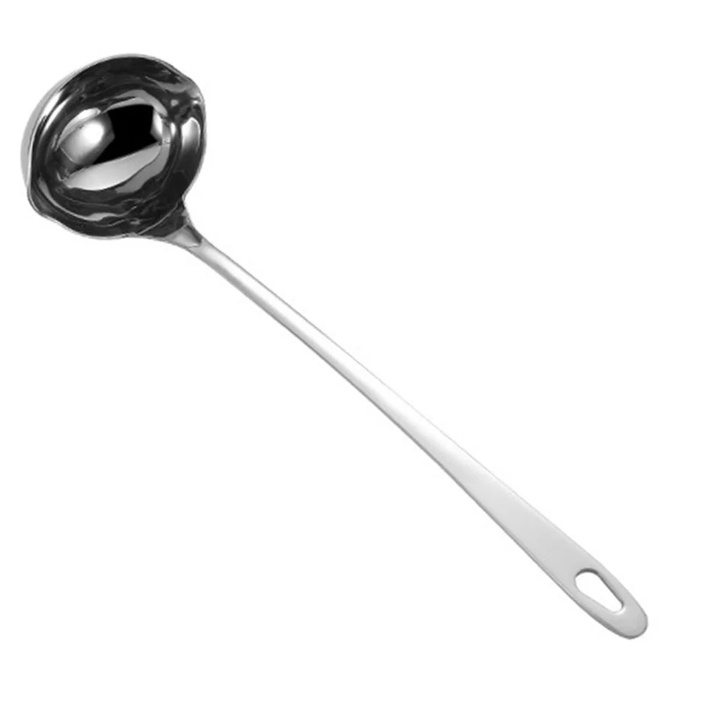 1Pc Double Mouth Soup Ladle Stainless Steel Kitchen Gadgets Pouring Spout Metal Spoon Home Restaurant Dinnerware Sets Long