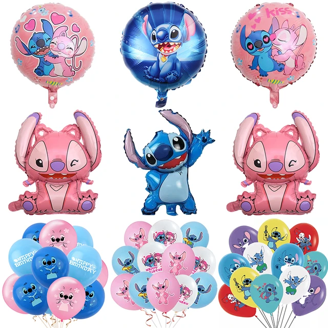 10PCS Stitch Foil Balloons 18 and 26 Angel and Stitch Balloons Birthday  Party Decorations Aluminum Foil 5 Stitch Foil Balloons and 5 Angel Foil