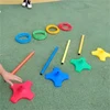 4 Poles 32 Throwing Hoops Game Hoops Outdoor Parent-Child Interactive Hoops Play Sets 2