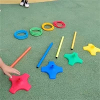 4 Poles 32 Throwing Hoops Game Hoops Outdoor Parent-Child Interactive Hoops Play Sets 2